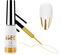 Gold Gel Nail Polish, Chrome Metallic Nail Art Liner, Glitter 3D Nail UV/LED Cured Long-Lasting Waterproof, Fine Tip Applicator for Nail Art Designs Stripes Dots French Manicure