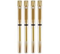 Gold Gel Pens Metallic Pen with Clip 0.7mm 1.0mm Rollerball Highlighters for Art Drawing Sketching Writing Signature - Pack of 4