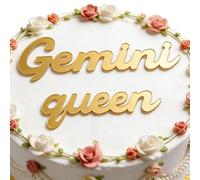 Gold Gemini Queen Cake Topper - Acrylic 12 Zodiac Constellation Theme Birthday Cake Decoration Gemini Season Horoscope May June Birthday Cake Charm for Women Party Supplies