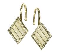Gold Geometric Shower Curtain Hooks: Rust Proof Metal Diamond Shaped Decorative Shower Curtain Rings - Modern Luxury Fancy Sparkle Brass Hangers for Bathroom - Set of 12