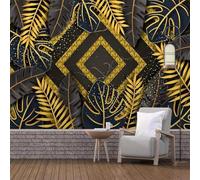 Gold Geometric Three Dimensional Leaves Creative 3D Wallpaper Easy Install Feature Office Living Room Sofa Bedroom TV Background Wall Decoration-430cm×300cm