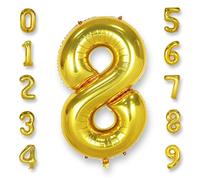Gold Giant Number 8 Balloons: 40 Inch Large Foil Number Balloons Golden Big Helium Balloon for 8th Birthday Party Baby Shower Decorations