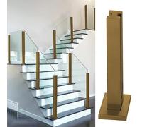 Gold Glass Balustrade Clamps 8 10mm Ground Mount Railing Kit for Stairs Porch Balcony & Deck Includes End Mid 90° Corner Clamps 57" Gold Middle Post
