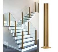 Gold Glass Balustrade Clamps 8 10mm Ground Mount Railing Kit for Stairs Porch Balcony & Deck Includes End Mid & 90° Corner Clamps (65cm 25.5in)