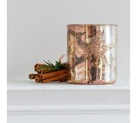 Gold Glass Palm Tree Tea Light Candle Holder - Rustic Leaf Print Votive 8cm - Aged Mercury Gold Glass Tealight Candle Holder - Tropical Boho