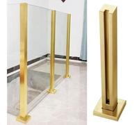 Gold Glass Panel Clamp Stair Banister Post - 304 Stainless Steel Deck Balusters for Indoor/Outdoor Steps Easy Installation Square Glass Railing - Three Types Available (End Post Height 105cm