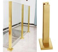 Gold Glass Panel Clamp Stair Banister Post - Easy Install 304 Stainless Steel Deck Balusters for Indoor/Outdoor Steps Square Railing Post Three Types (Mid Post Height 115cm)