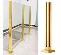 Gold Glass Panel Clamp Stair Banister Post - Easy Install 304 Stainless Steel Railing System for Indoor/Outdoor Steps - Square Glass Balusters, Three Types Available (Corner Post, Height 7")