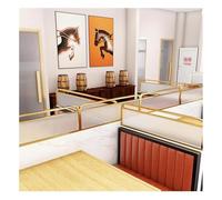 Gold Glass Privacy Partition Panel for Restaurant Tables, Decorative Divider Screen with Hardware for Workstations & Offices, 100x30 cm, Modern Design