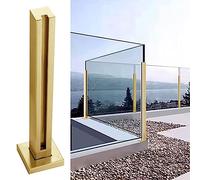 Gold Glass Railing for Balcony & PatioStainless Steel Clamp Kit Modern Interior/Exterior Fence Guardrail Durable & Stylish End Post Design