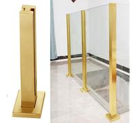 Gold Glass Railing Post 24" 47" Brushed Square Balustrade Socket Custom Height Glass Guardrail Posts for Plastic Planks Gold Mid Post 100cm/39.4"