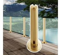 Gold Glass Railing Post - Adjustable 60cm-150cm, Round Metal Baluster Hardware Kit for Wood/Concrete, Perfect for Modern Glass Panel Installations (Gold-Mid Post)