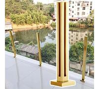 Gold Glass Railing Post for Balcony & Deck, Outdoor Square Balustrade Support System with Screws & Fittings, Corner Post 105cm (41.3") - Durable & Stylish