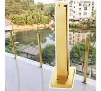 Gold Glass Railing Post for Outdoor Balcony & Deck, 27.6" Tall Square Support System with Screws & Fittings, Stylish Glass Balustrade Fixture