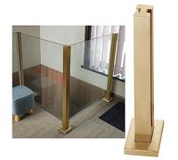 Gold Glass Railing Post System - Modern Indoor/Outdoor Balustrade Kit Square Clamp for Balcony & Stair Deck Guardrail 130cm Height Stylish Safety Solution for Home & Patio