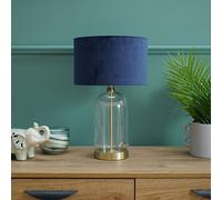 Jessy Gold Glass Table Lamp With Navy Blue Velvet Shade ValueLights Gold One Size