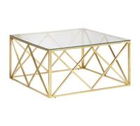vidaXL Coffee Table Gold Stainless Steel and Tempered Glass