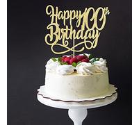 Gold Glitter 100th Birthday Topper - Cheers to 100 Years, Anniversary Party Decoration