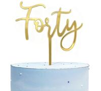 Gold Glitter Acrylic Forty Cake Topper, Happy 40th Birthday Cake Decorations Sign, 40th Anniversary Cake Topper Party Decorations Supplies