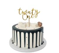 Gold Glitter Acrylic Twenty One Cake Topper, 21th Birthday Cake Toppers, 21th Anniversary Party Decorations Supplies