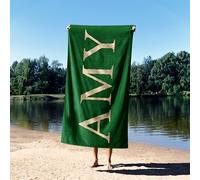 Gold Glitter Alphabet Personalised Towel - Custom Name Printed Soft Cotton Bath or Beach Towel - Sparkly Glitter Letter Design - Choose Background Colour - Kids or Adults Gift - UK Made