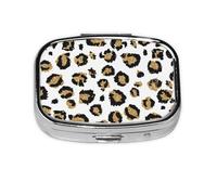 Gold Glitter Black Leopard Animal Print,Meta Pill Box 2 Compartment Medicine Case,Portable Organizer,Rectangle Meta Portable Organizer Pill Box 1162 Compartment Medicine Case