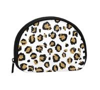 Gold Glitter Black Leopard Animal PrintSmall Makeup Sanitary Napkin Storage Bag,Women's Cosmetic Coin Purse