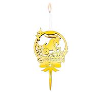 Gold Glitter Capricorn Candle Topper - Luxury Cake Topper Candle for Birthdays, Weddings & Anniversaries - Reusable Food Safe Acrylic, Shiny Mirror Finish - Happy Birthday Cake Topper Decor