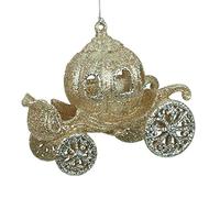 Gold Glitter Cinderella/Princess Carriage Christmas Decoration (11cm)