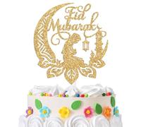Gold Glitter Eid Mubarak Cake Topper, Umrah Mubarak Festival Cake Decor, Muslim Islam Eid al-Fitr Party Decorations Supplies