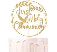 Gold Glitter First Holy Communion Cake Topper, Spanish On Your Confirmation, Religious Christening Baby Shower Baptism Party Decorations Supplies