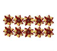 Gold Glitter Flower Vine Wreath 14.5cm Christmas for Decor Plastic Fabric | Crafted with plastic polyester non-woven fabric blend Ready to hang for doors or Christmas trees Enhances festive display