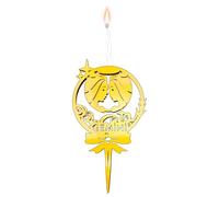 Gold Glitter Gemini Candle Topper - Luxury Cake Topper Candle for Birthdays, Weddings & Anniversaries - Reusable Food Safe Acrylic, Shiny Mirror Finish - Happy Birthday Cake Topper Decor