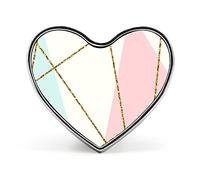 Gold Glitter Geometric on Turquoise White Pink Marble Texture Heart Brooch Pin, Unisex Smooth Surface Lapel Tie Pin, Lightweight Badge Jewelry Crafts Decor for Costume Accessory Men Women