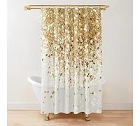 Gold Glitter Glam Shower Curtain,golden Sparkling Shiny Art Bath Curtain, polyester Washable Bathroom Curtains Set with Hooks 65x79in-165x200cm/WxL