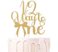 Gold Glitter Half Way to One Cake Topper, Bowknot Sweet 6 Months Cake Décor, Tying Bow Ties Themed Baby's Half Birthday Six Months Birthday Baby Shower Party Decorations Supplies