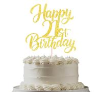 Gold Glitter Happy 15th Birthday Cake Topper Birthday Decorations (21)