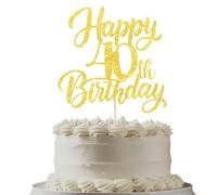 Gold Glitter Happy 15th Birthday Cake Topper Birthday Decorations (40)