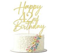 Gold Glitter Happy 42nd Birthday Cake Topper
