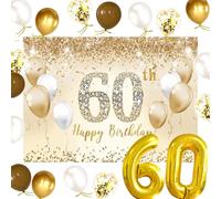 Gold Glitter Happy 60th Birthday Banner Party Decor Balloons Funny Birthday Banner 60th Birthday Decorations for Women Men 60 Year Old Party Supplies Decor