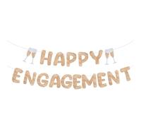Gold Glitter Happy Engagement Banner, Engagement Decorations, Bachelorette Party Decorations, Pre Strung Engage Party Banner Engaged Banners for Congratulations (Champagne Gold)