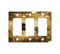 Gold Glitter Horse Light Switch Cover Plates/Outlet Covers, Elegant Western Decor for Home Accents, Thermoplastic Wall Plates, Standard Size 3 Gang Wall Plate