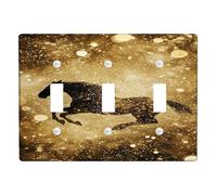 Gold Glitter Horse Light Switch Cover Plates/Outlet Covers, Elegant Western Decor for Home Accents, Thermoplastic Wall Plates, Standard Size Triple Toggle