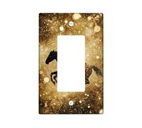 Gold Glitter Horse Light Switch Cover Plates/Outlet Covers, Elegant Western Decor for Home Accents, Thermoplastic Wall Plates, Standard Size Single Rocker
