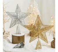Gold Glitter Iron Star Tree Top Decoration for Christmas - 25 cm or 30 cm Festive Holiday Ornament, Elegant Shimmering Finish, Sturdy M(25CM Silver)