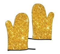 Gold Glitter, Kitchen Oven Mitts Anti-Slip Cooking Gloves,Heat Resistant Baking Mitts A Pair