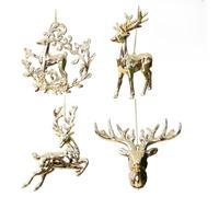 Gold Glitter Leaping Deer Hanging Christmas Ornament Christmas Tree Hanging Decorations Exquisite Decorations for Xmas Tree Door Wall Festive Holiday Ornaments (4pcs)