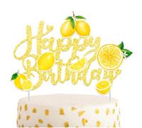 Gold Glitter Lemon Happy Birthday Cake Topper Summer Fruit Birthday Decor