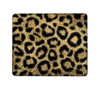 Gold Glitter Leopard Print Desk Mouse Pad, Stylish Animal Pattern Non-Slip Gaming Mousepad for Home and Office Computer, Laptop Square 8x10 Inch