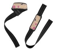 Gold glitter leopard print with fashion elements, lifting straps 66 cm, pair of gym straps for weight lifting,